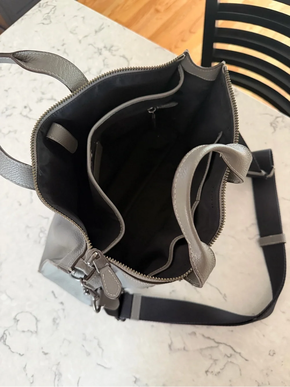 Coach Gray Leather Briefcase Bag with Detachable Strap